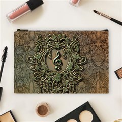 Elegant Clef With Floral Elements On A Background With Damasks Cosmetic Bag (large) 