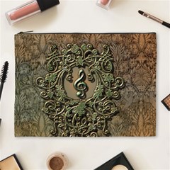 Elegant Clef With Floral Elements On A Background With Damasks Cosmetic Bag (xl) by FantasyWorld7