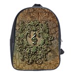 Elegant Clef With Floral Elements On A Background With Damasks School Bags(Large)  Front