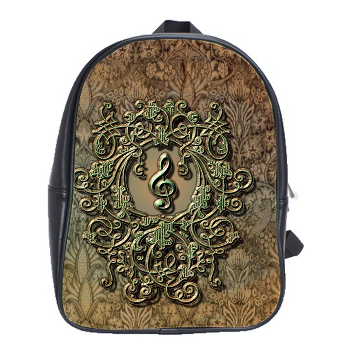 Elegant Clef With Floral Elements On A Background With Damasks School Bags(Large) 