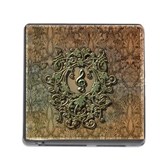 Elegant Clef With Floral Elements On A Background With Damasks Memory Card Reader (square)