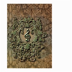 Elegant Clef With Floral Elements On A Background With Damasks Small Garden Flag (two Sides)