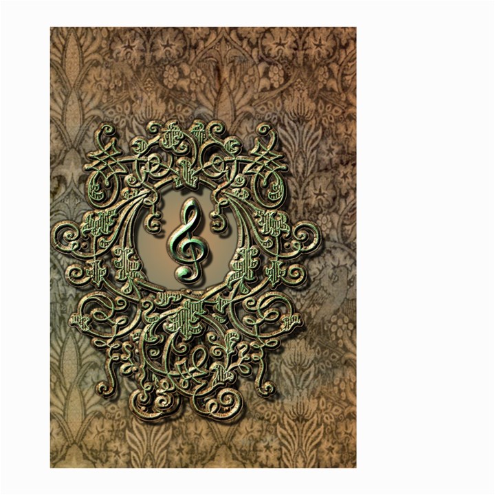 Elegant Clef With Floral Elements On A Background With Damasks Small Garden Flag (Two Sides)