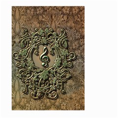 Elegant Clef With Floral Elements On A Background With Damasks Large Garden Flag (two Sides)