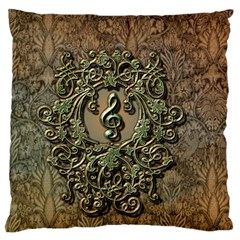 Elegant Clef With Floral Elements On A Background With Damasks Large Cushion Cases (one Side) 