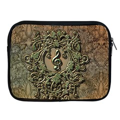 Elegant Clef With Floral Elements On A Background With Damasks Apple Ipad 2/3/4 Zipper Cases by FantasyWorld7