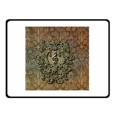 Elegant Clef With Floral Elements On A Background With Damasks Double Sided Fleece Blanket (small) 