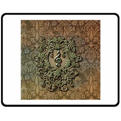 Elegant Clef With Floral Elements On A Background With Damasks Double Sided Fleece Blanket (medium) 