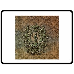 Elegant Clef With Floral Elements On A Background With Damasks Double Sided Fleece Blanket (large) 