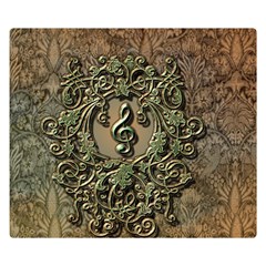 Elegant Clef With Floral Elements On A Background With Damasks Double Sided Flano Blanket (small) 