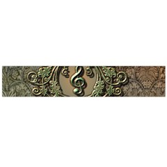 Elegant Clef With Floral Elements On A Background With Damasks Flano Scarf (large) 