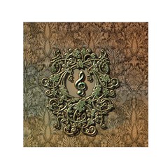 Elegant Clef With Floral Elements On A Background With Damasks Small Satin Scarf (square) 