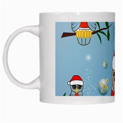 Funny, Cute Christmas Owls With Snowflakes White Mugs