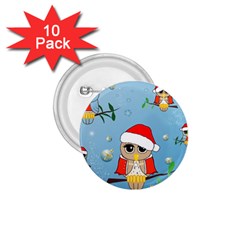 Funny, Cute Christmas Owls With Snowflakes 1 75  Buttons (10 Pack)