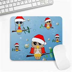 Funny, Cute Christmas Owls With Snowflakes Large Mousepads