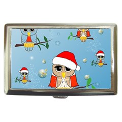 Funny, Cute Christmas Owls With Snowflakes Cigarette Money Cases