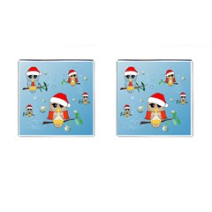 Funny, Cute Christmas Owls With Snowflakes Cufflinks (square) by FantasyWorld7