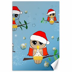 Funny, Cute Christmas Owls With Snowflakes Canvas 20  X 30  