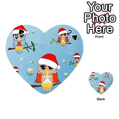 Funny, Cute Christmas Owls With Snowflakes Playing Cards 54 (heart) 