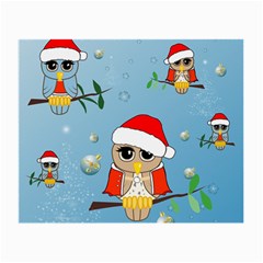 Funny, Cute Christmas Owls With Snowflakes Small Glasses Cloth (2-side)