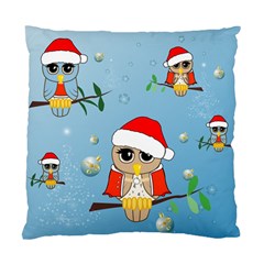 Funny, Cute Christmas Owls With Snowflakes Standard Cushion Case (one Side)  by FantasyWorld7