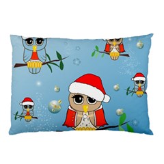 Funny, Cute Christmas Owls With Snowflakes Pillow Cases by FantasyWorld7