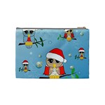 Funny, Cute Christmas Owls With Snowflakes Cosmetic Bag (Medium)  Back