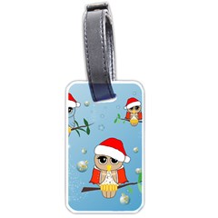 Funny, Cute Christmas Owls With Snowflakes Luggage Tags (one Side)  by FantasyWorld7