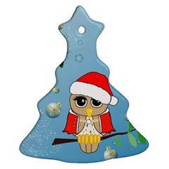 Funny, Cute Christmas Owls With Snowflakes Christmas Tree Ornament (2 Sides)