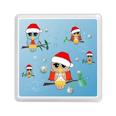 Funny, Cute Christmas Owls With Snowflakes Memory Card Reader (square)  by FantasyWorld7