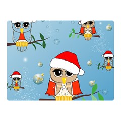 Funny, Cute Christmas Owls With Snowflakes Double Sided Flano Blanket (mini) 