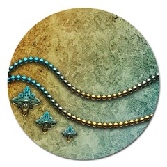 Elegant Vintage With Pearl Necklace Magnet 5  (round)