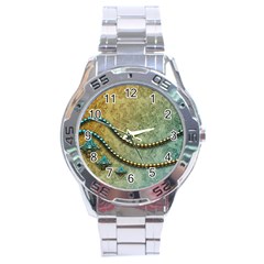 Elegant Vintage With Pearl Necklace Stainless Steel Men s Watch