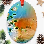 Wonderful Flowers In Colorful And Glowing Lines Ornament (Oval) 