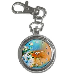 Wonderful Flowers In Colorful And Glowing Lines Key Chain Watches