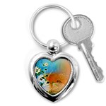 Wonderful Flowers In Colorful And Glowing Lines Key Chains (Heart) 