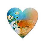 Wonderful Flowers In Colorful And Glowing Lines Heart Magnet