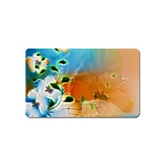 Wonderful Flowers In Colorful And Glowing Lines Magnet (name Card)