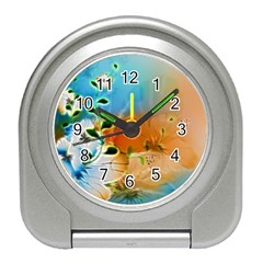 Wonderful Flowers In Colorful And Glowing Lines Travel Alarm Clocks