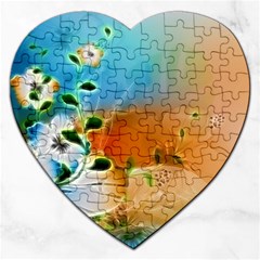 Wonderful Flowers In Colorful And Glowing Lines Jigsaw Puzzle (heart)