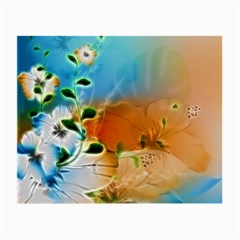 Wonderful Flowers In Colorful And Glowing Lines Small Glasses Cloth