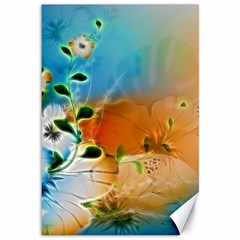 Wonderful Flowers In Colorful And Glowing Lines Canvas 12  X 18  