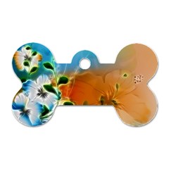 Wonderful Flowers In Colorful And Glowing Lines Dog Tag Bone (two Sides)