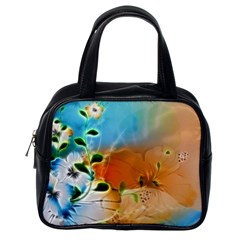 Wonderful Flowers In Colorful And Glowing Lines Classic Handbags (one Side)