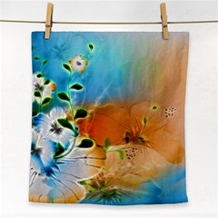 Wonderful Flowers In Colorful And Glowing Lines Face Towel