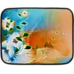 Wonderful Flowers In Colorful And Glowing Lines Double Sided Fleece Blanket (mini) 