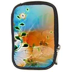 Wonderful Flowers In Colorful And Glowing Lines Compact Camera Cases