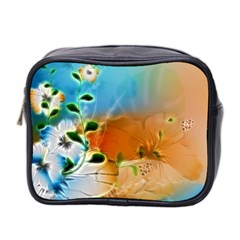 Wonderful Flowers In Colorful And Glowing Lines Mini Toiletries Bag 2-side