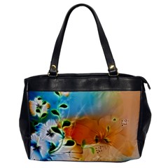 Wonderful Flowers In Colorful And Glowing Lines Office Handbags