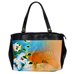 Wonderful Flowers In Colorful And Glowing Lines Office Handbags (2 Sides) 